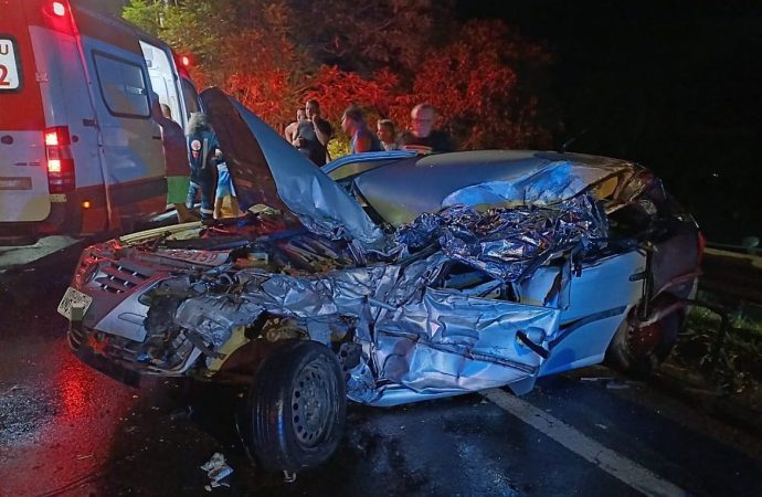 Motorista morre em acidente entre carro e ônibus na BR-393, em Sapucaia